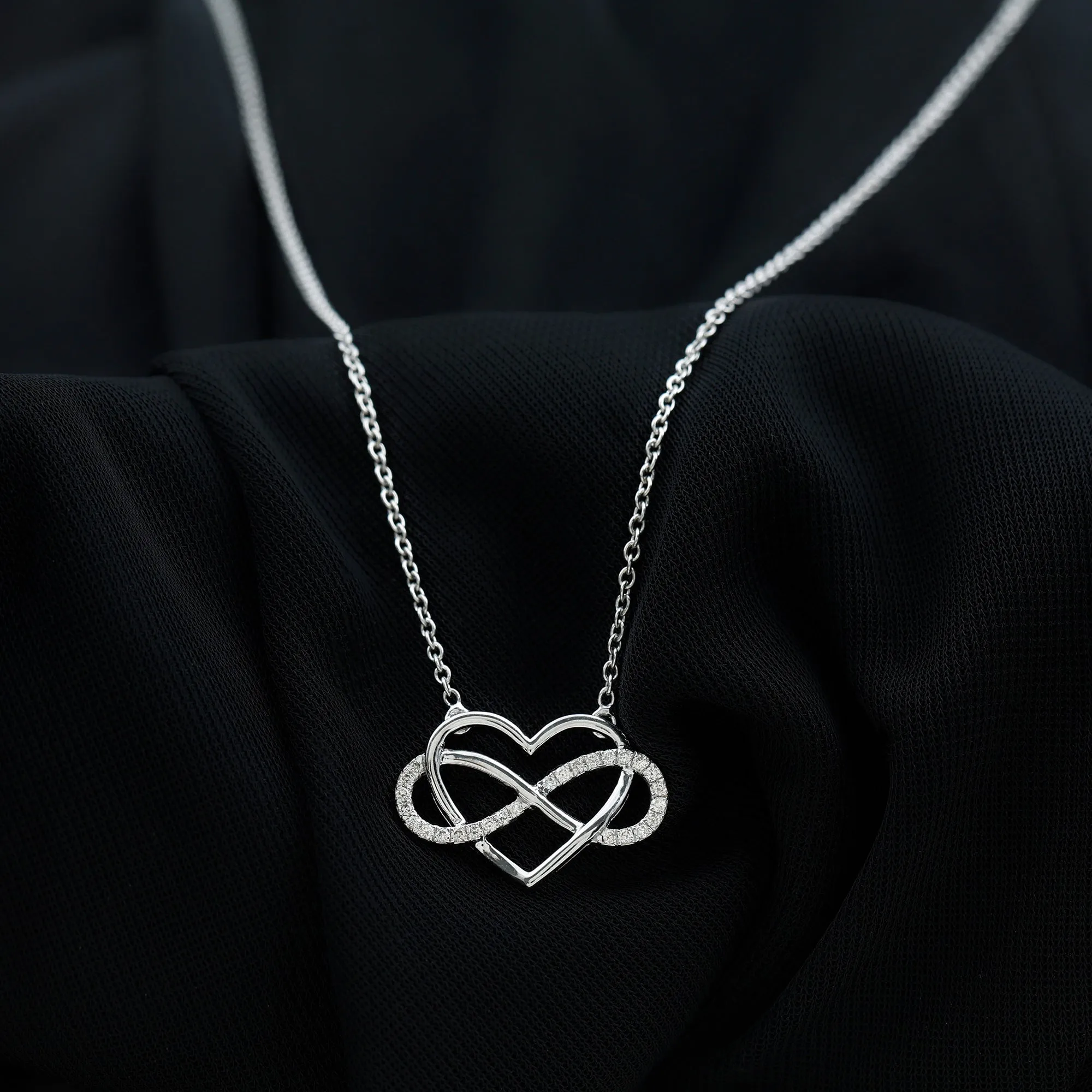 Infinity and Heart Pendant Necklace with Diamond