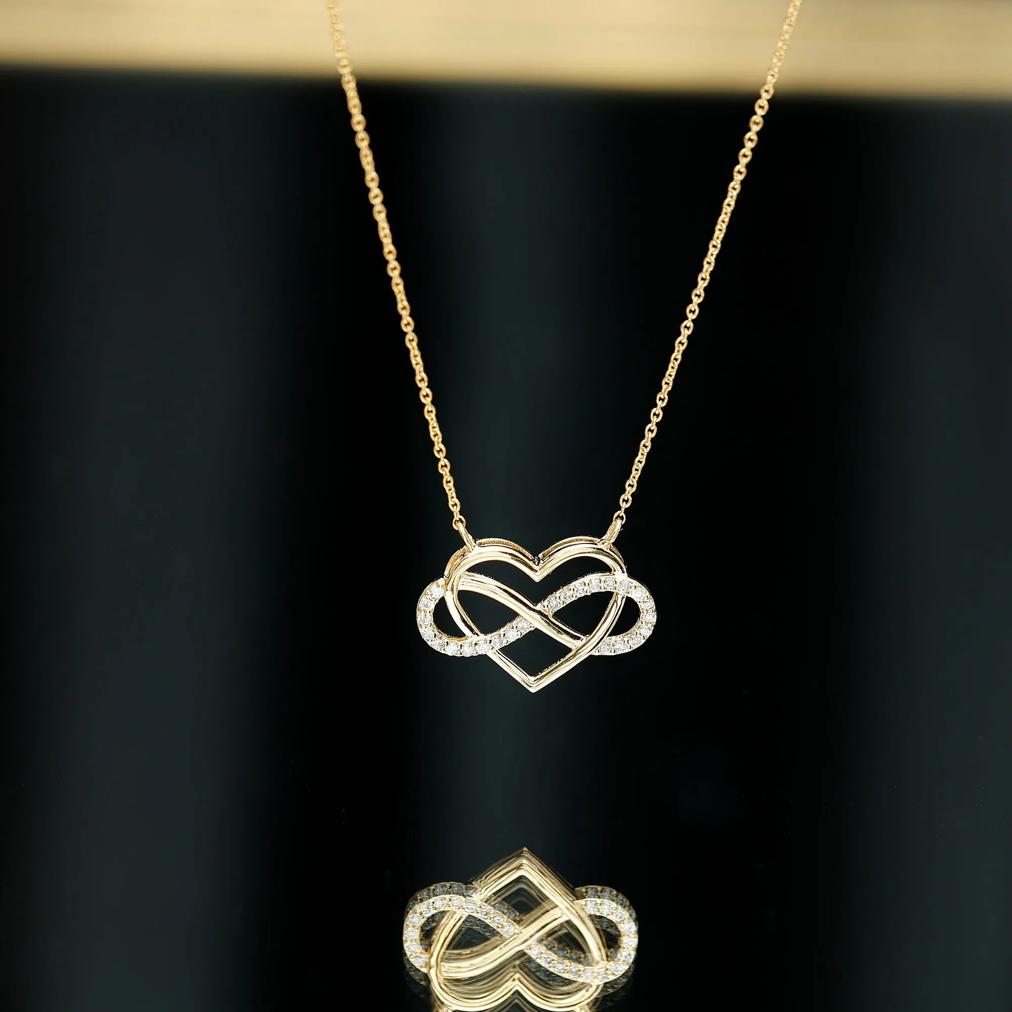 Infinity and Heart Pendant Necklace with Diamond