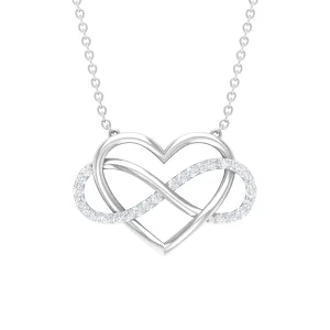 Infinity and Heart Pendant Necklace with Diamond