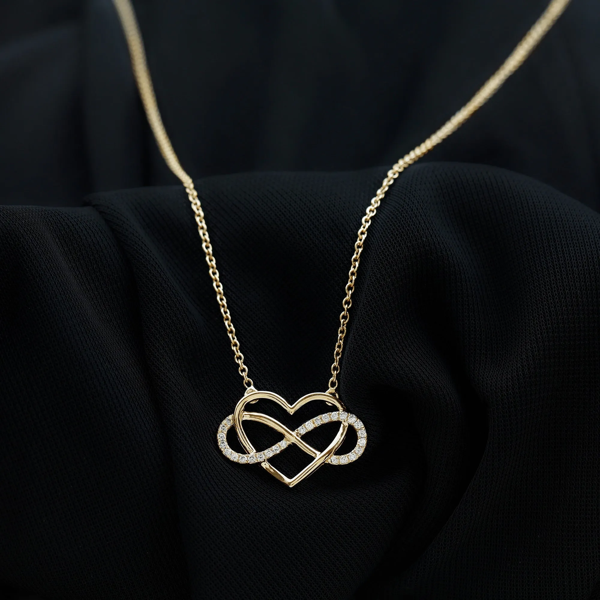 Infinity and Heart Pendant Necklace with Diamond