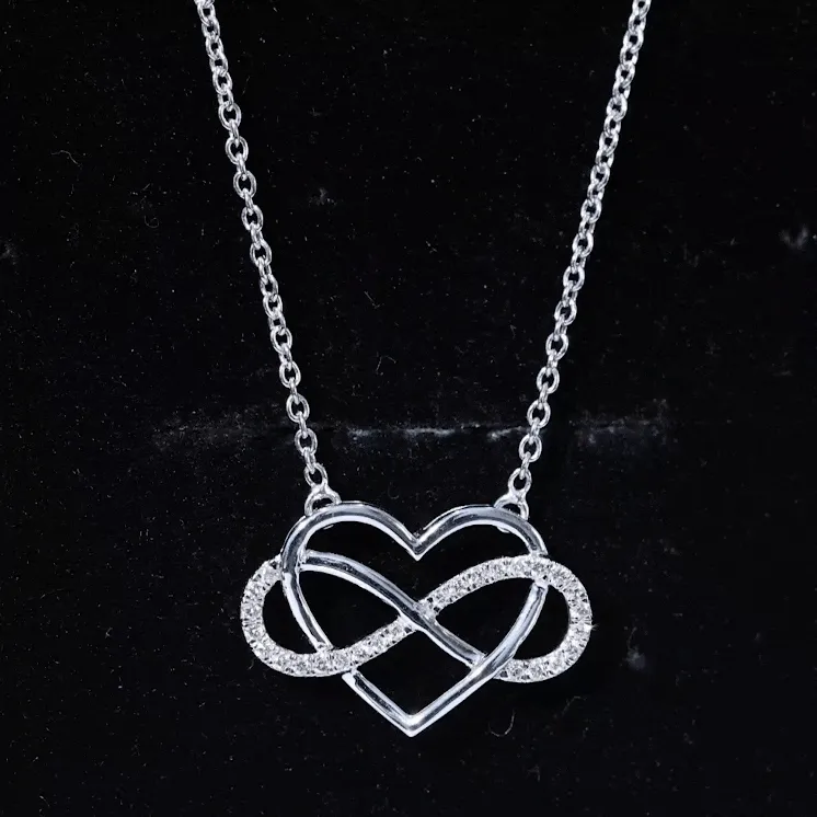 Infinity and Heart Pendant Necklace with Diamond