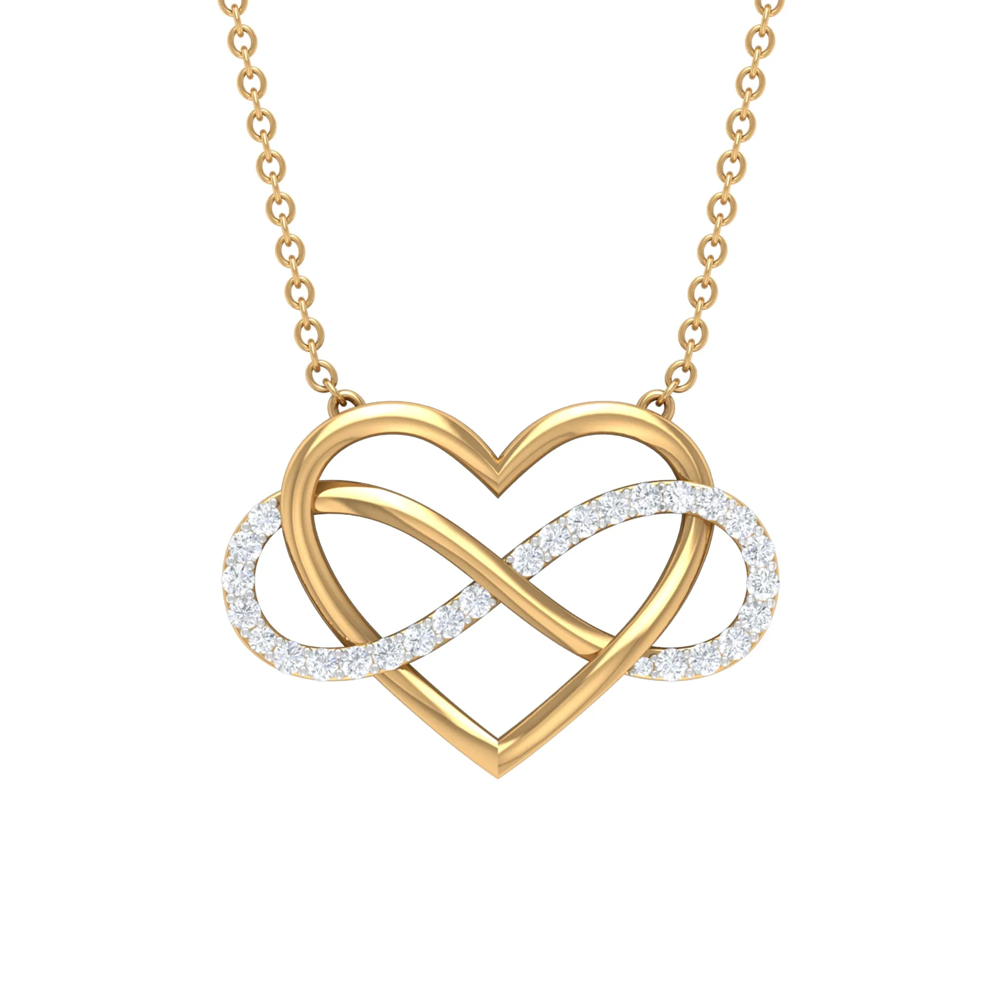 Infinity and Heart Pendant Necklace with Diamond