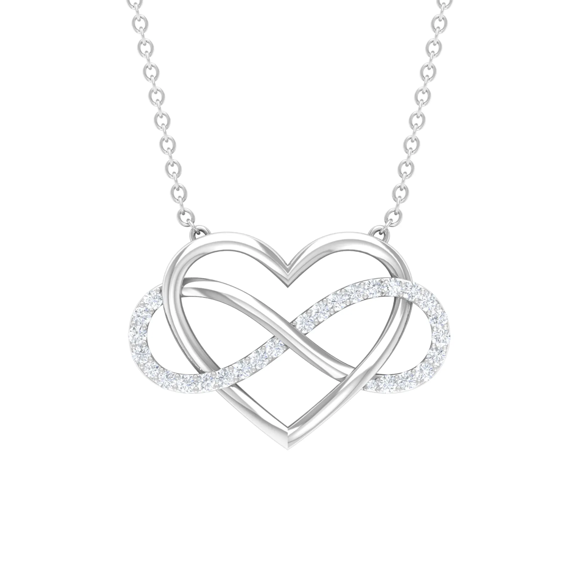 Infinity and Heart Pendant Necklace with Diamond