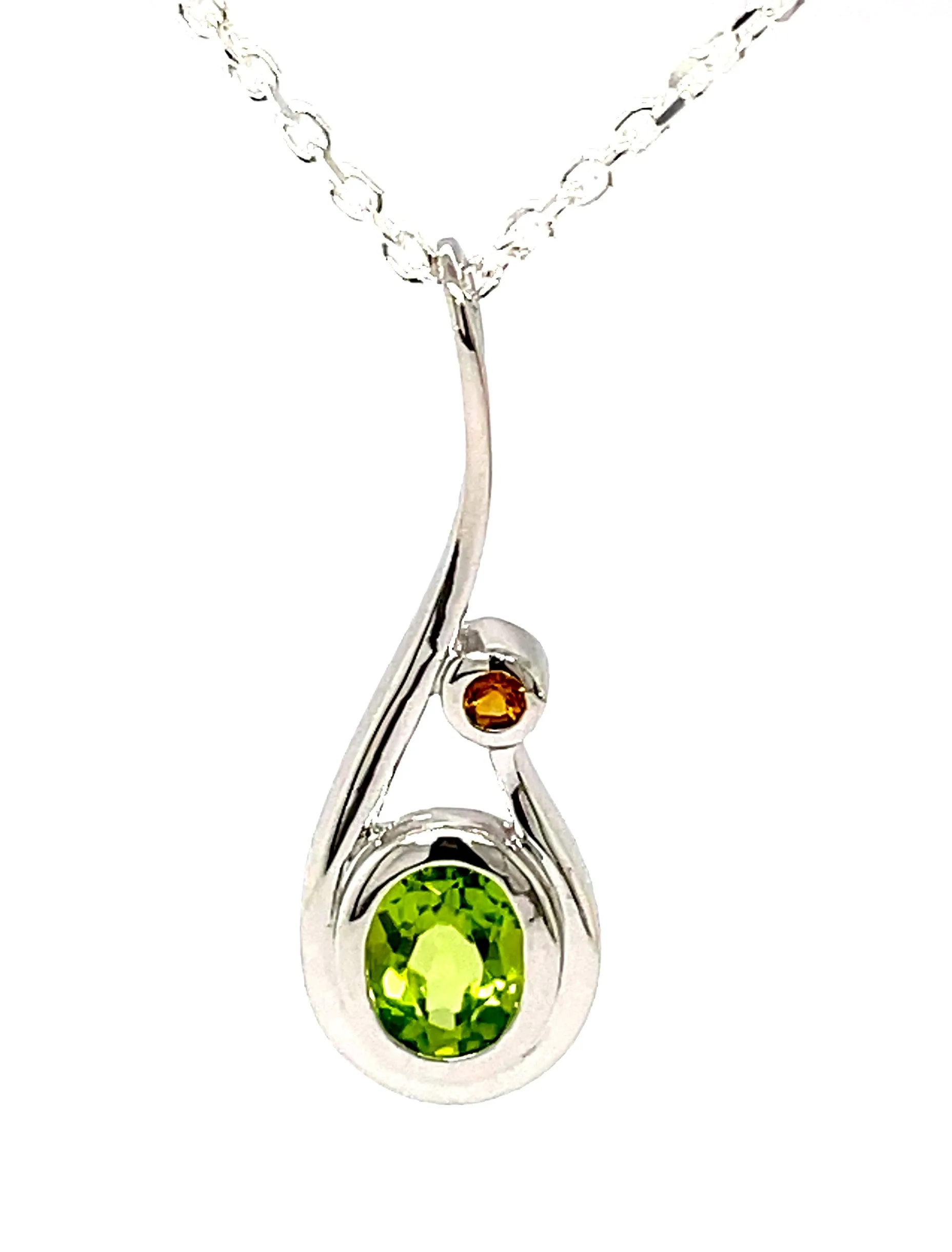 Kaleidoscope Oval Peridot & Golden Citrine drop Pendant