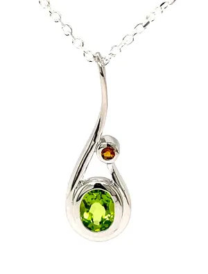 Kaleidoscope Oval Peridot & Golden Citrine drop Pendant