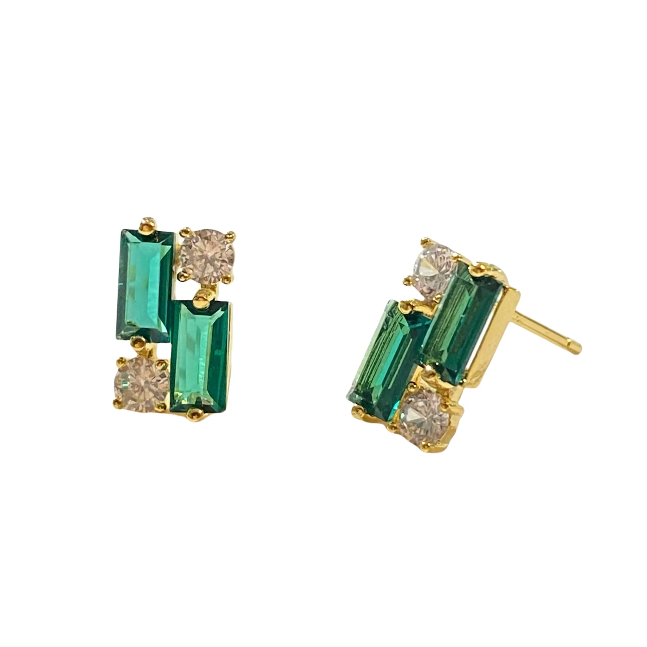 Karen Birthstone Baguette Deco Studs