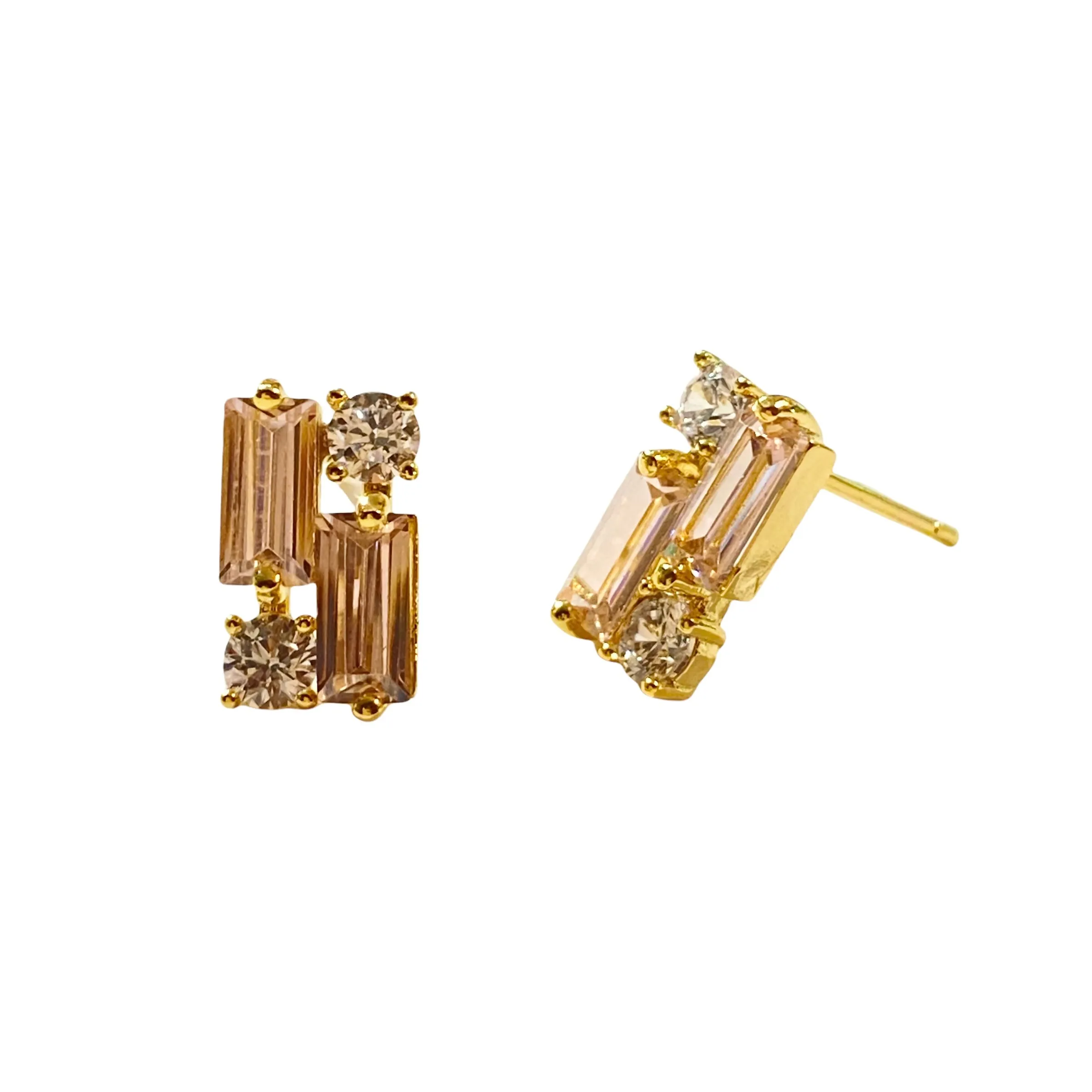 Karen Birthstone Baguette Deco Studs