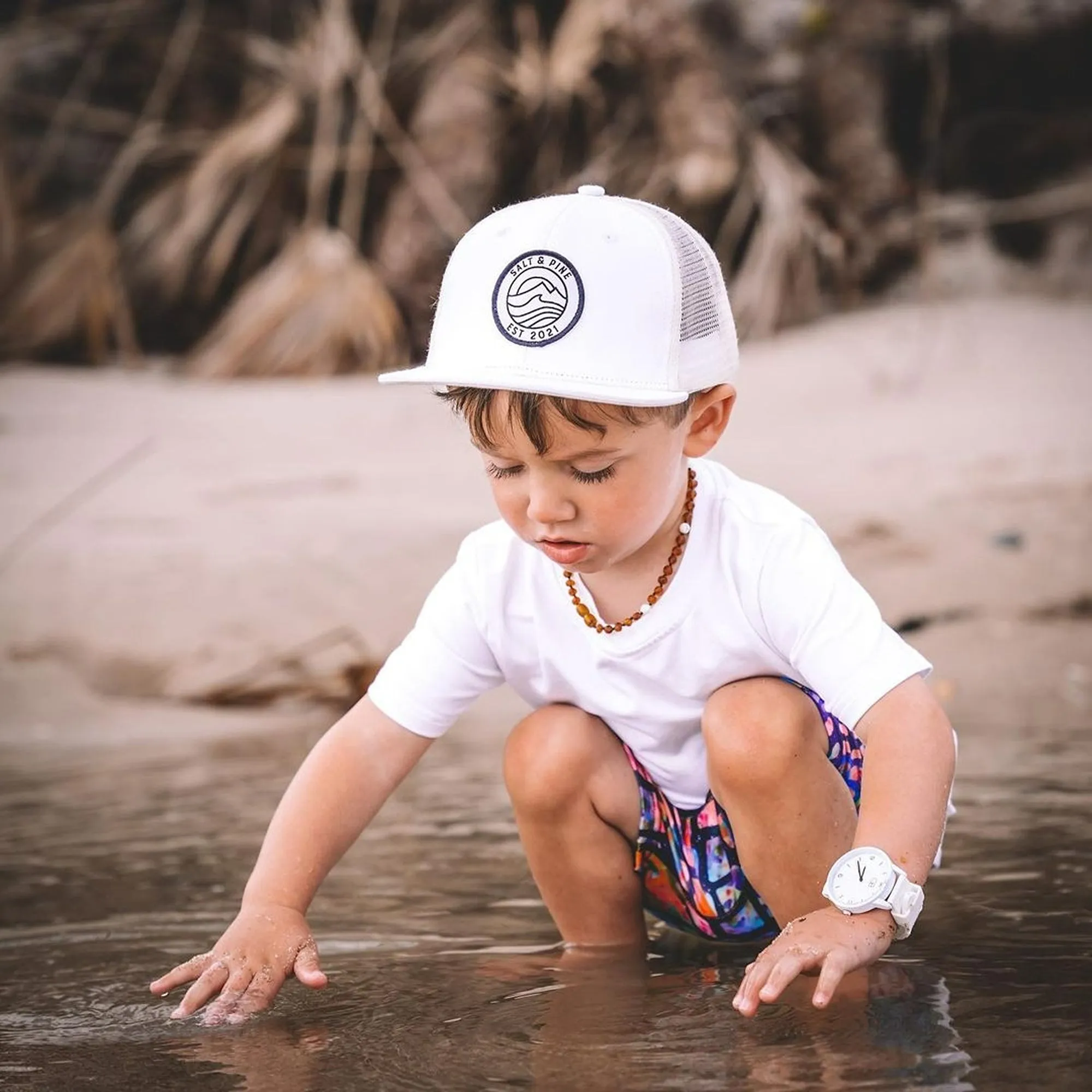 Kids | Green Jade   Raw Cognac Amber Necklace