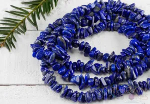 LAPIS LAZULI Crystal Necklace - Chip Beads - Long Crystal Necklace, Beaded Necklace, Handmade Jewelry, E0822