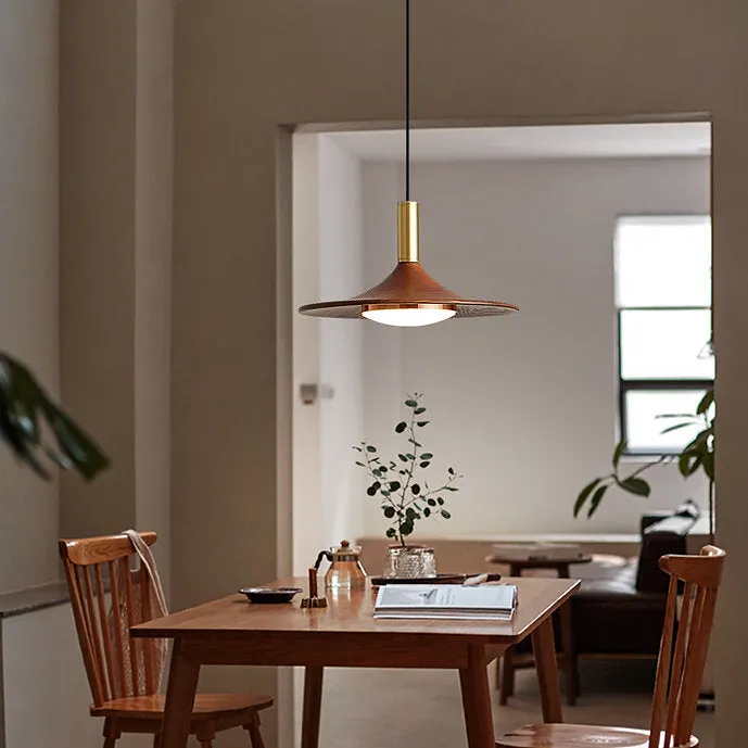 LED Japanese Style Wooden Disc Pendant Light