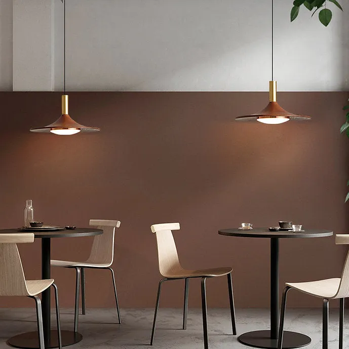 LED Japanese Style Wooden Disc Pendant Light