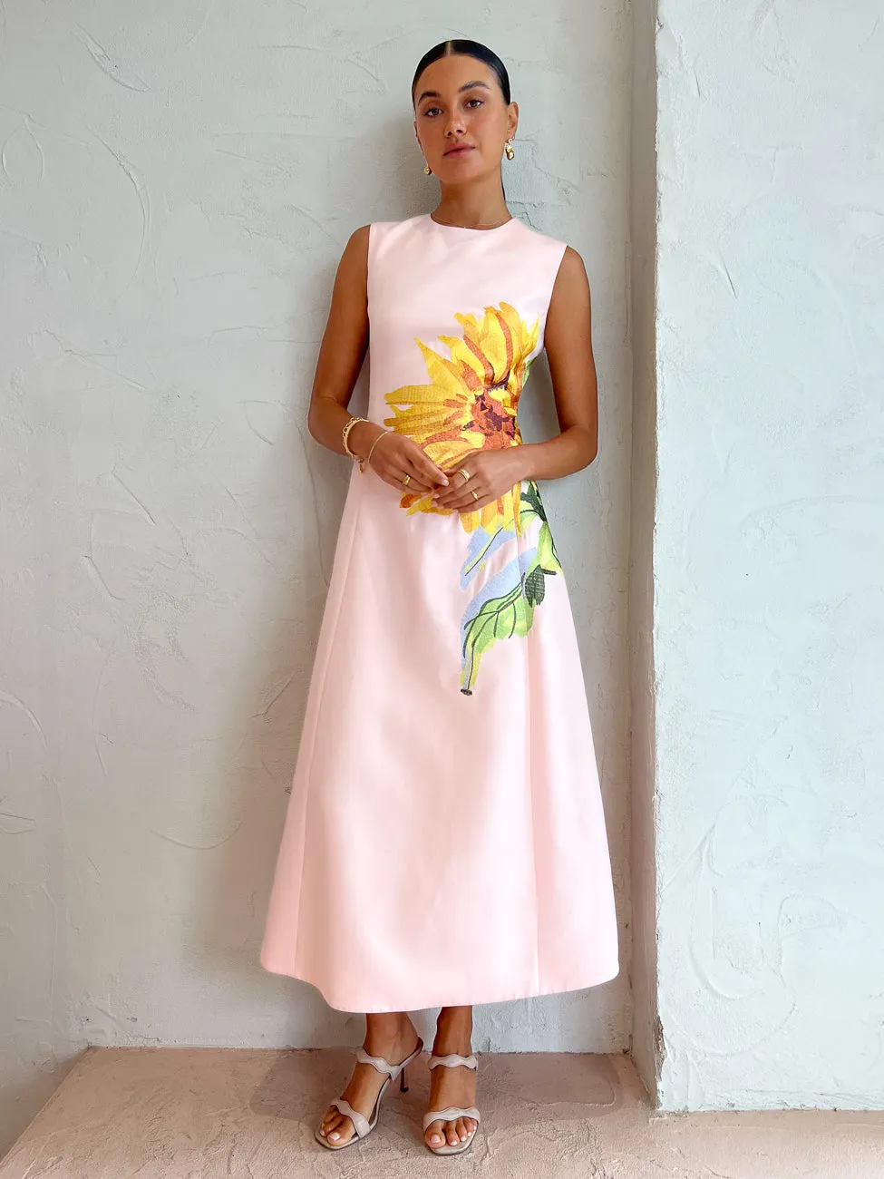 Leo Lin Cleo Sleeveless Midi Dress in Sunflower Pink