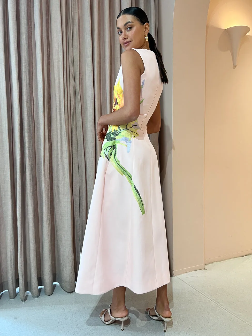 Leo Lin Cleo Sleeveless Midi Dress in Sunflower Pink