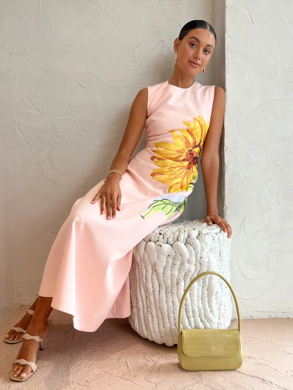 Leo Lin Cleo Sleeveless Midi Dress in Sunflower Pink