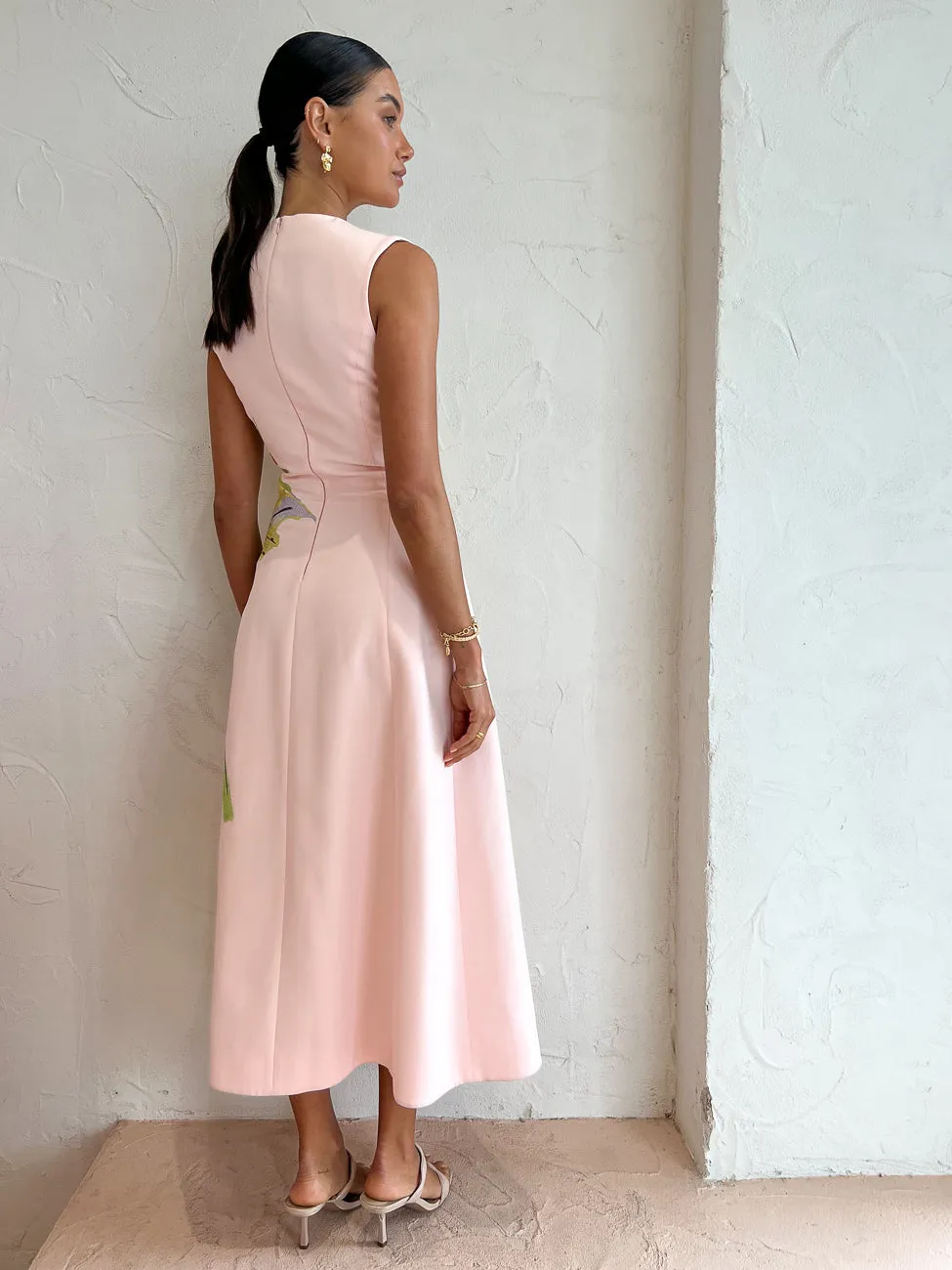 Leo Lin Cleo Sleeveless Midi Dress in Sunflower Pink