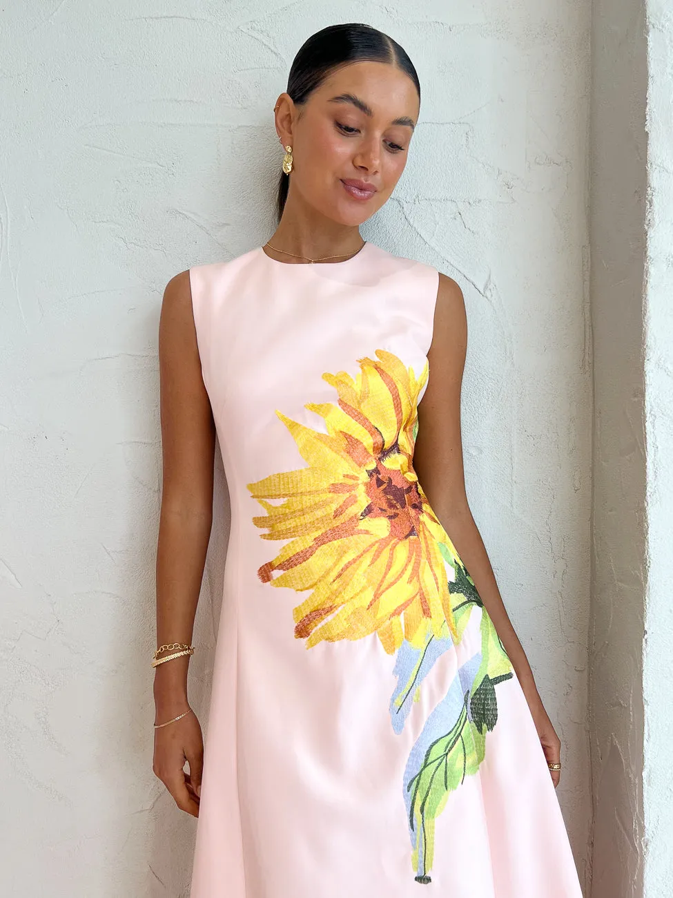 Leo Lin Cleo Sleeveless Midi Dress in Sunflower Pink