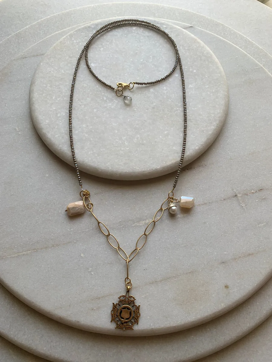 Long ethnic Necklace - Labradorite