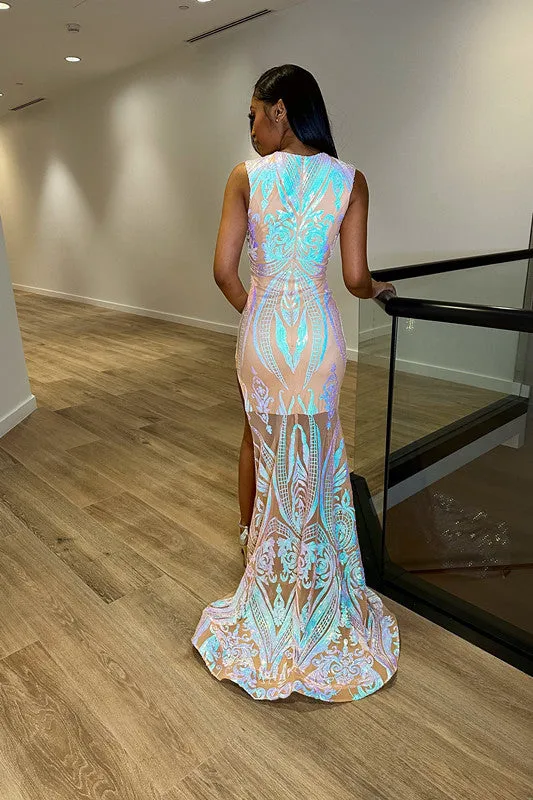Luxurious Jewel Mermaid Straps Appliques Prom Dress With Split | Ballbellas