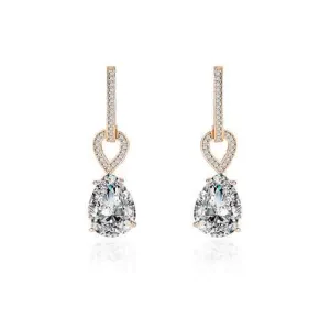 Luxury Earrings 24K Gold and Platinum Plated Water Drop Gemstone Pendant Elegant Heart Ear Stud Gift