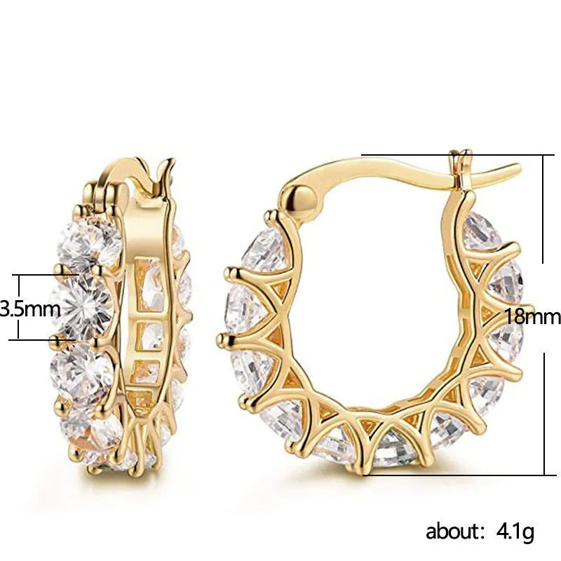 MAC163 Fully embellished zircon flower-shaped U-shaped earrings