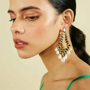 Marquise Mirror Pearl Chandelier Earrings