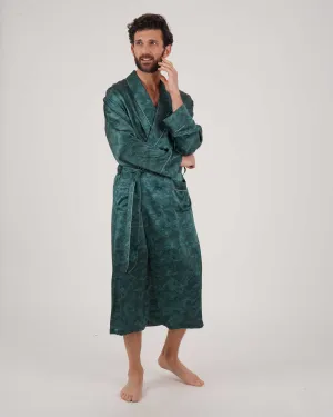 Men's Silk Dressing Gown - Bryher Wave Print