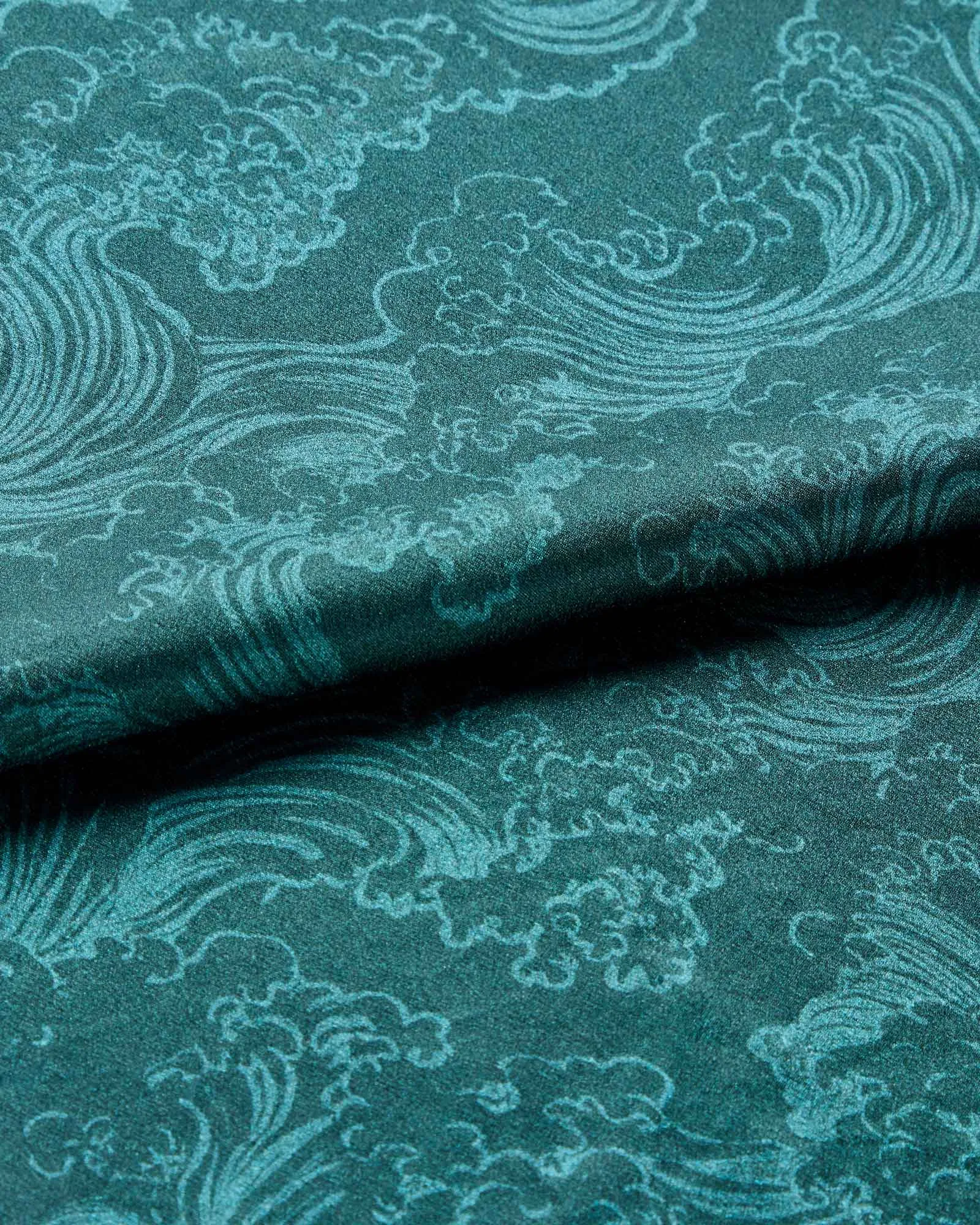 Men's Silk Dressing Gown - Bryher Wave Print