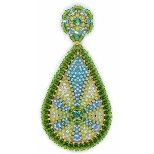 MIGUEL ASES  Caribbean Turquoise & Lime Teardrop Post Earring -2.4"