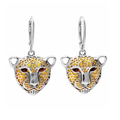 MILENA Earrings Silver and Baltic Amber Tiger