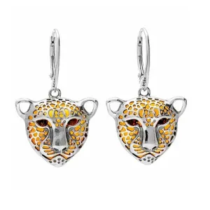 MILENA Earrings Silver and Baltic Amber Tiger