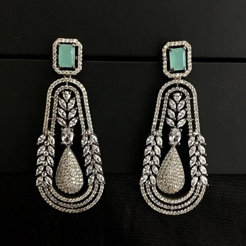 Mint Green Zircon/AD Earrings 10868-6648