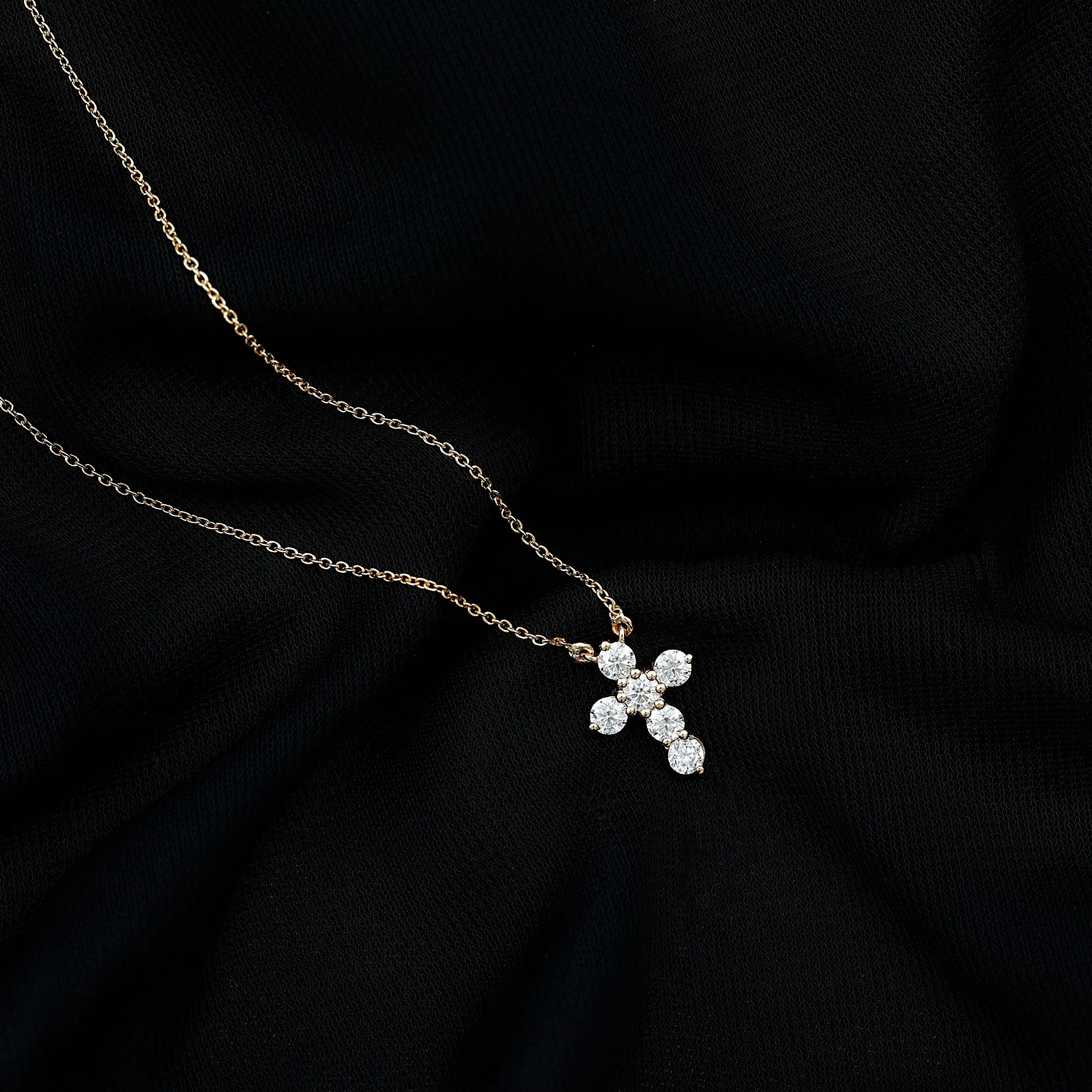 Moissanite Cross Pendant Necklace
