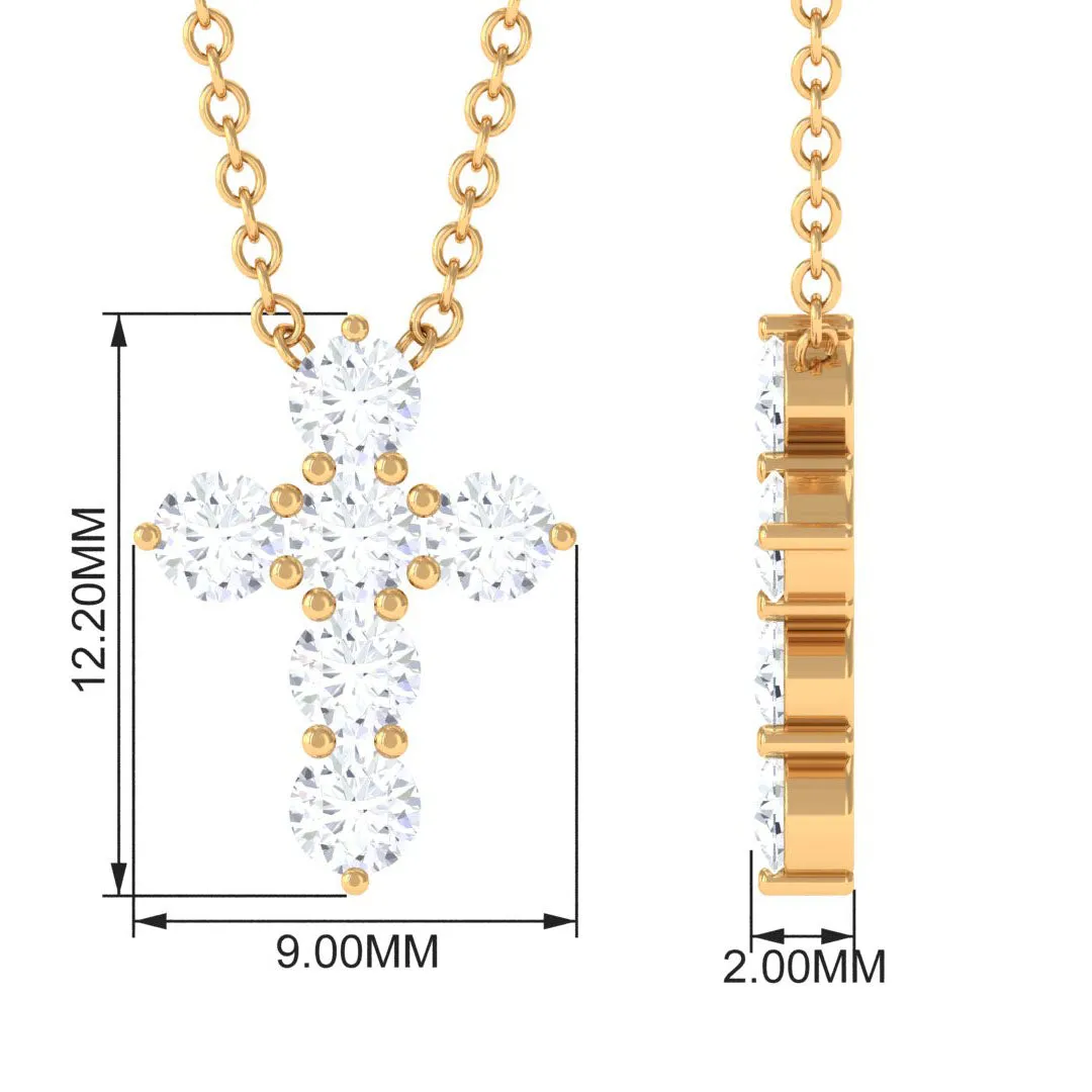 Moissanite Cross Pendant Necklace