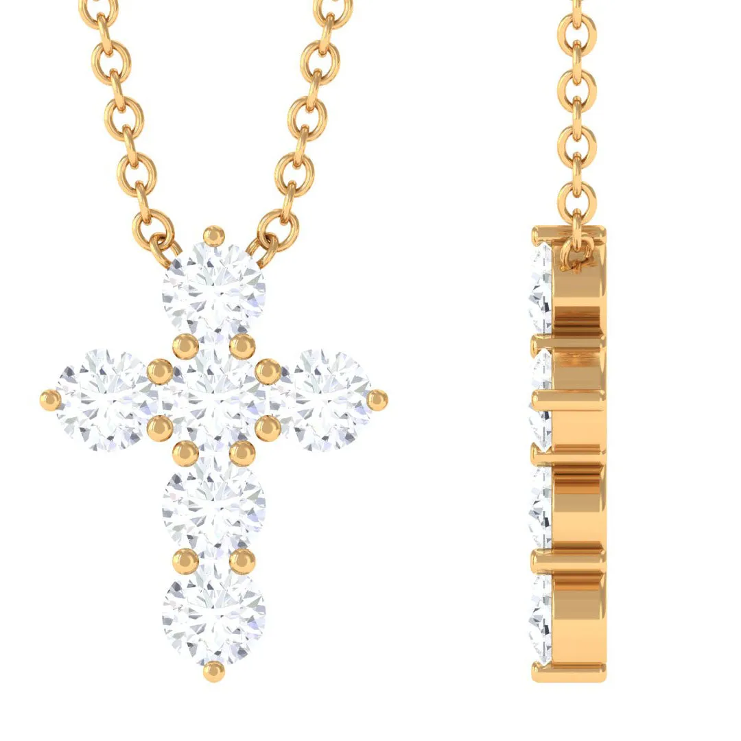Moissanite Cross Pendant Necklace