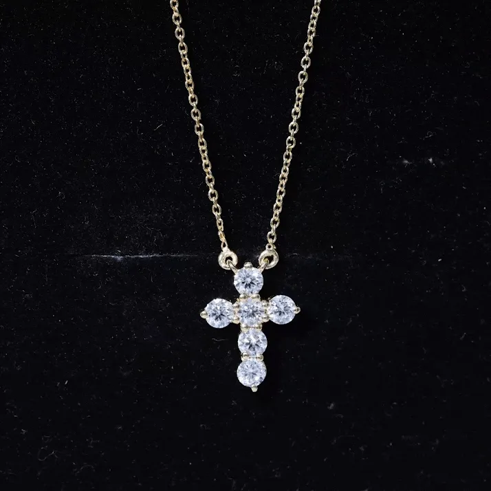 Moissanite Cross Pendant Necklace