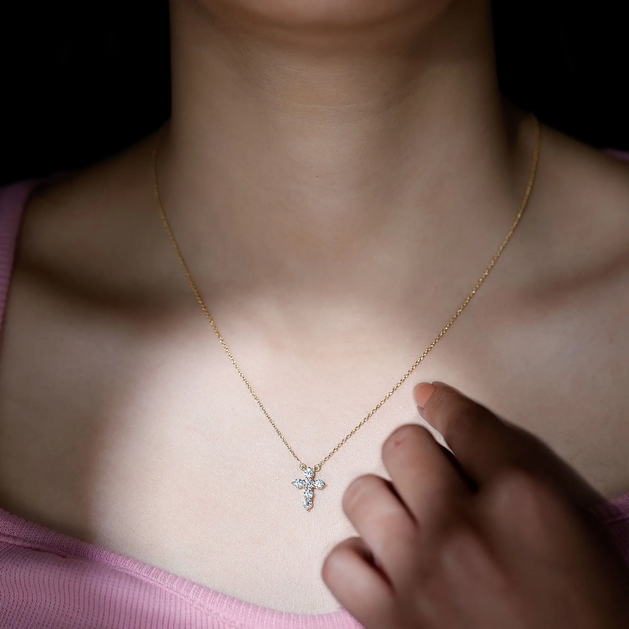 Moissanite Cross Pendant Necklace