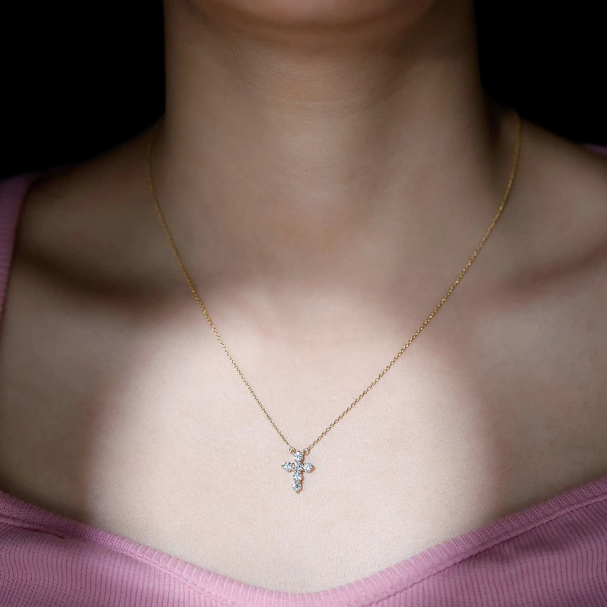 Moissanite Cross Pendant Necklace
