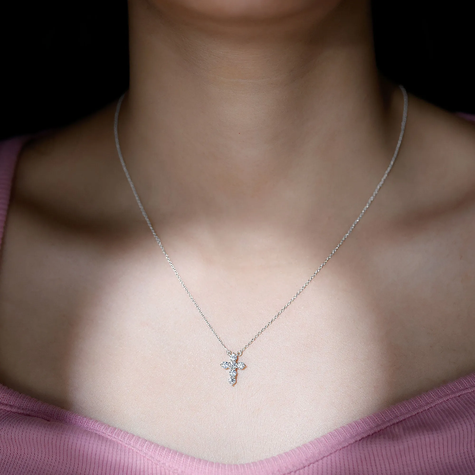 Moissanite Cross Pendant Necklace
