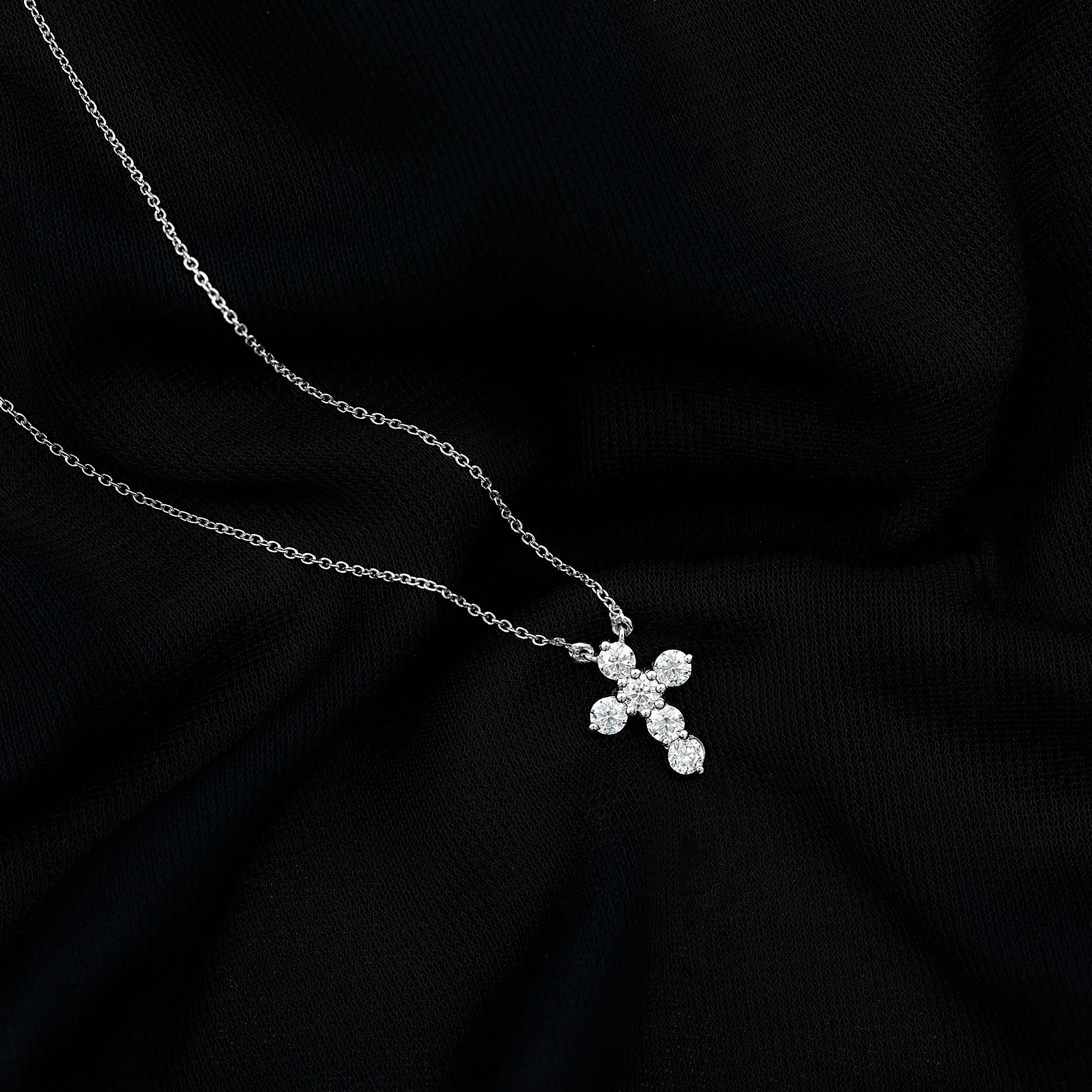 Moissanite Cross Pendant Necklace