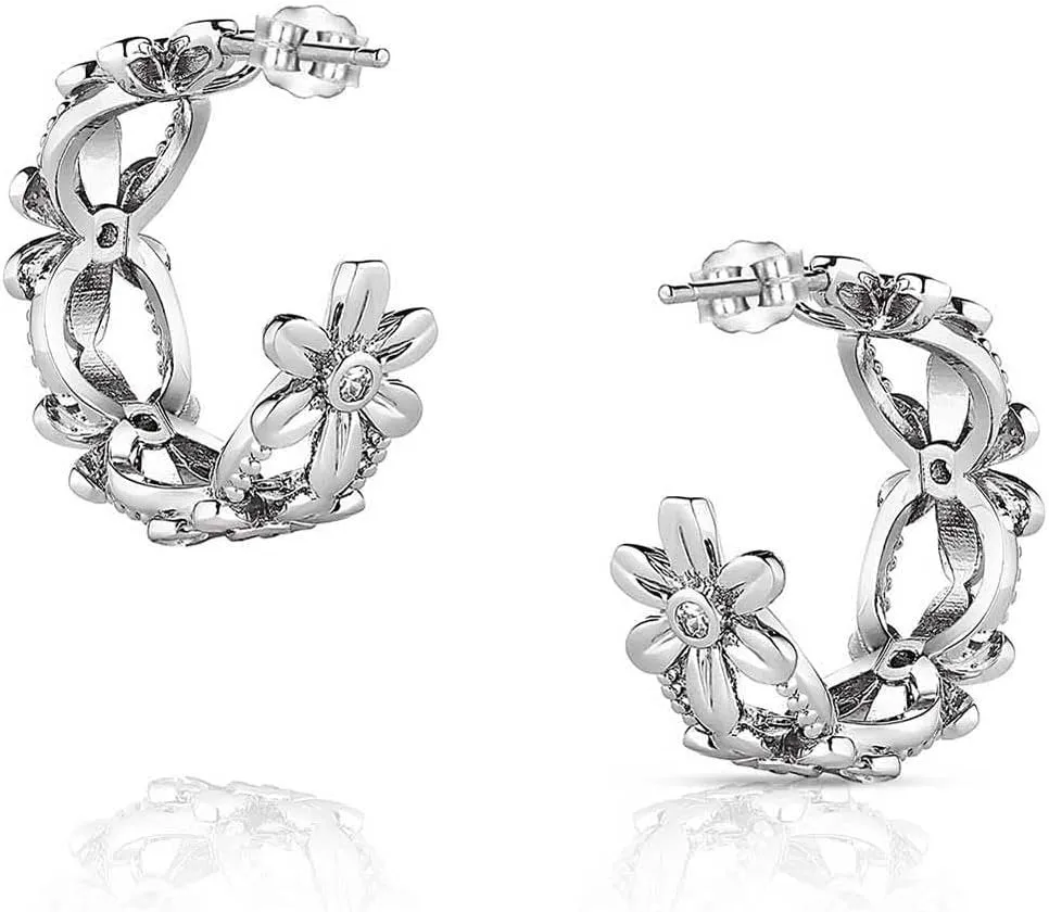 Montana Silversmiths Crazy Daisies Hoop Hypoallergenic Post Back Earrings