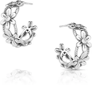 Montana Silversmiths Crazy Daisies Hoop Hypoallergenic Post Back Earrings