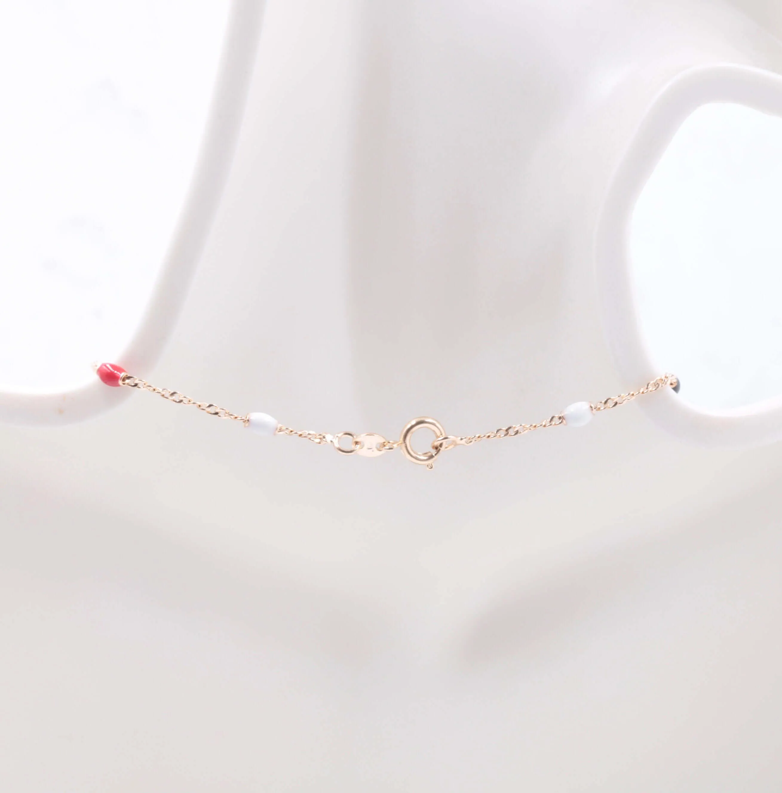 Multi Color Coral Beaded Chain Rose Gold necklace Beaded Necklace Simple chain Beads Gold chain Necklace Beaded Chain Necklace SKU:113218