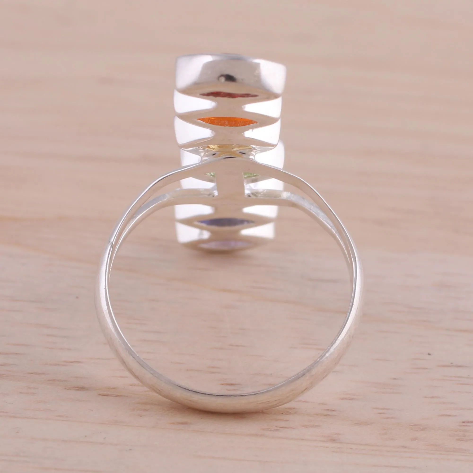 Multi-Gemstone Chakra Cocktail Ring Handmade in India - Chakra Alliance | NOVICA