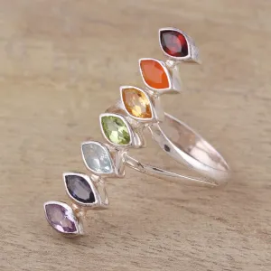 Multi-Gemstone Chakra Cocktail Ring Handmade in India - Chakra Alliance | NOVICA