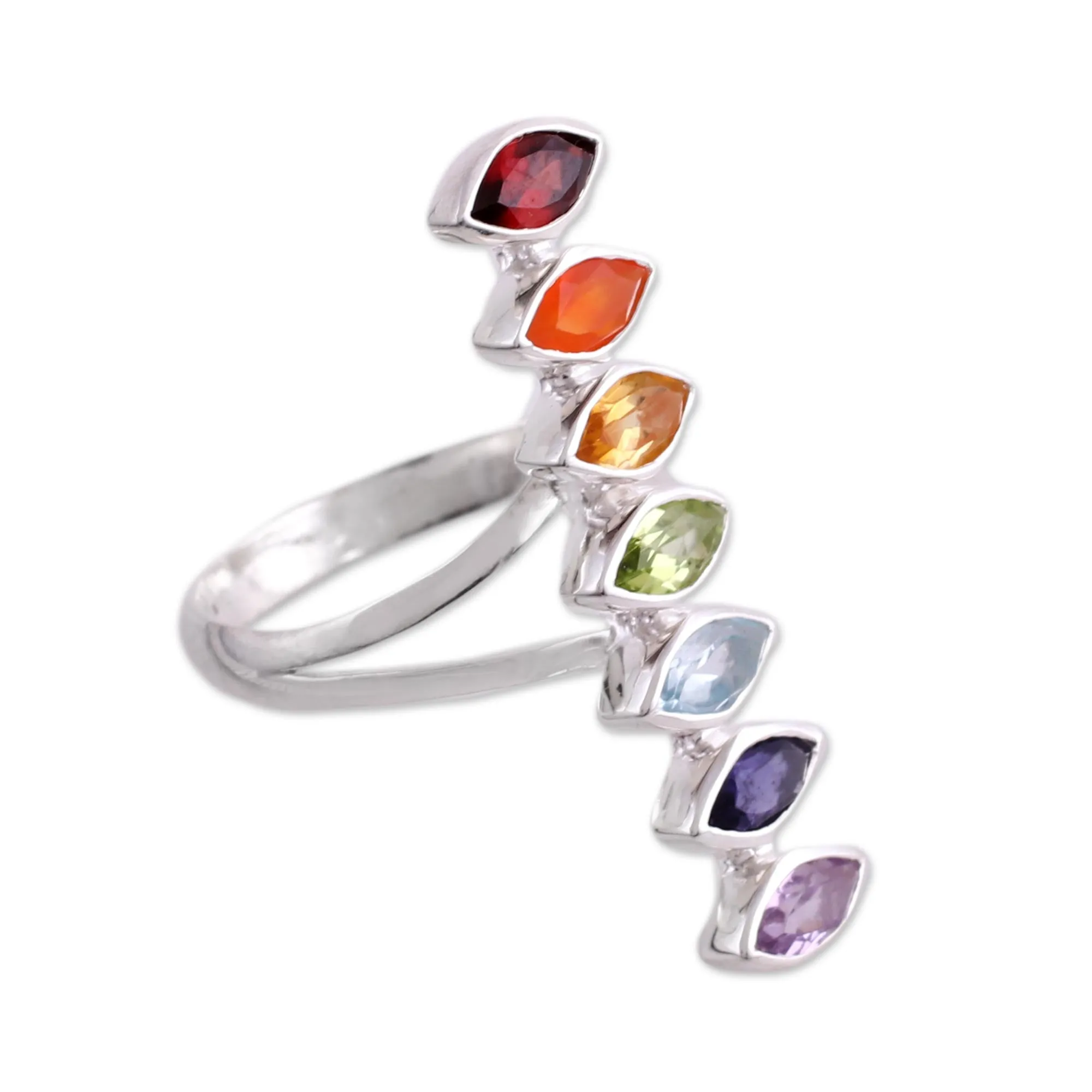 Multi-Gemstone Chakra Cocktail Ring Handmade in India - Chakra Alliance | NOVICA