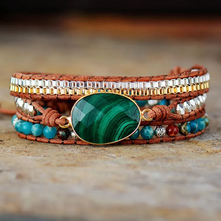 Natural Malachite Gemstone Healing Bracelet for Women Charms Gifts for Mom