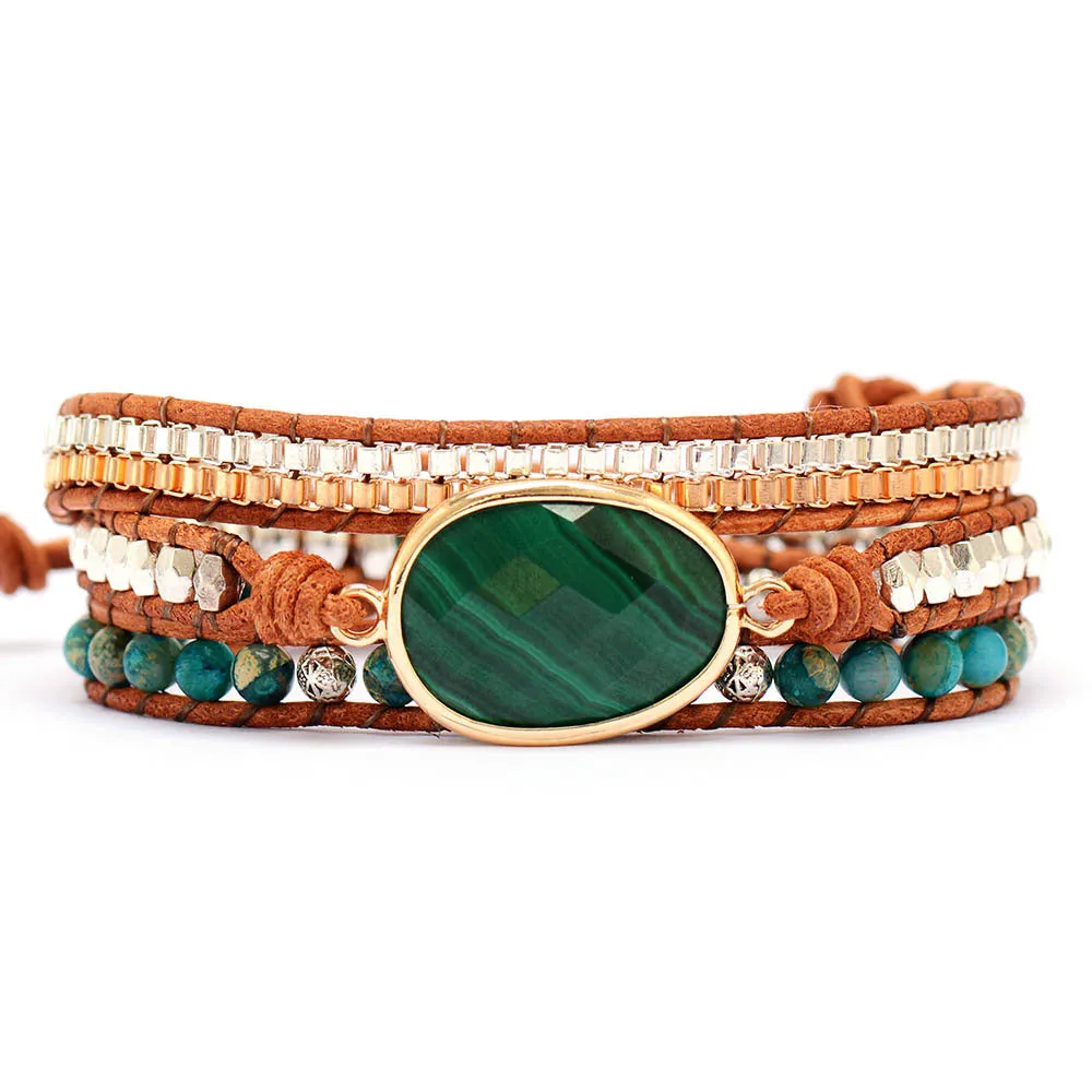 Natural Malachite Gemstone Healing Bracelet for Women Charms Gifts for Mom