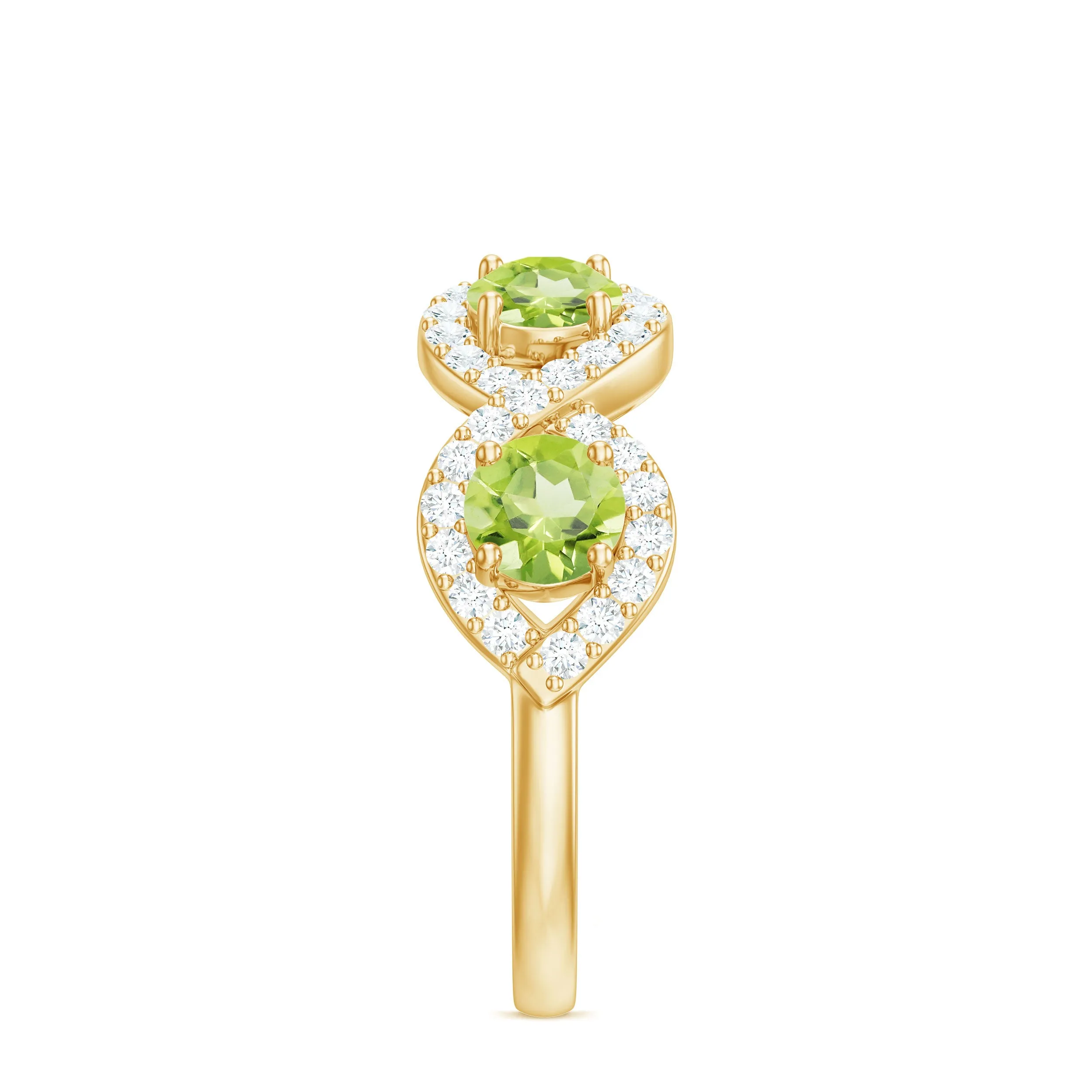 Natural Peridot Half Eternity Ring with Diamond