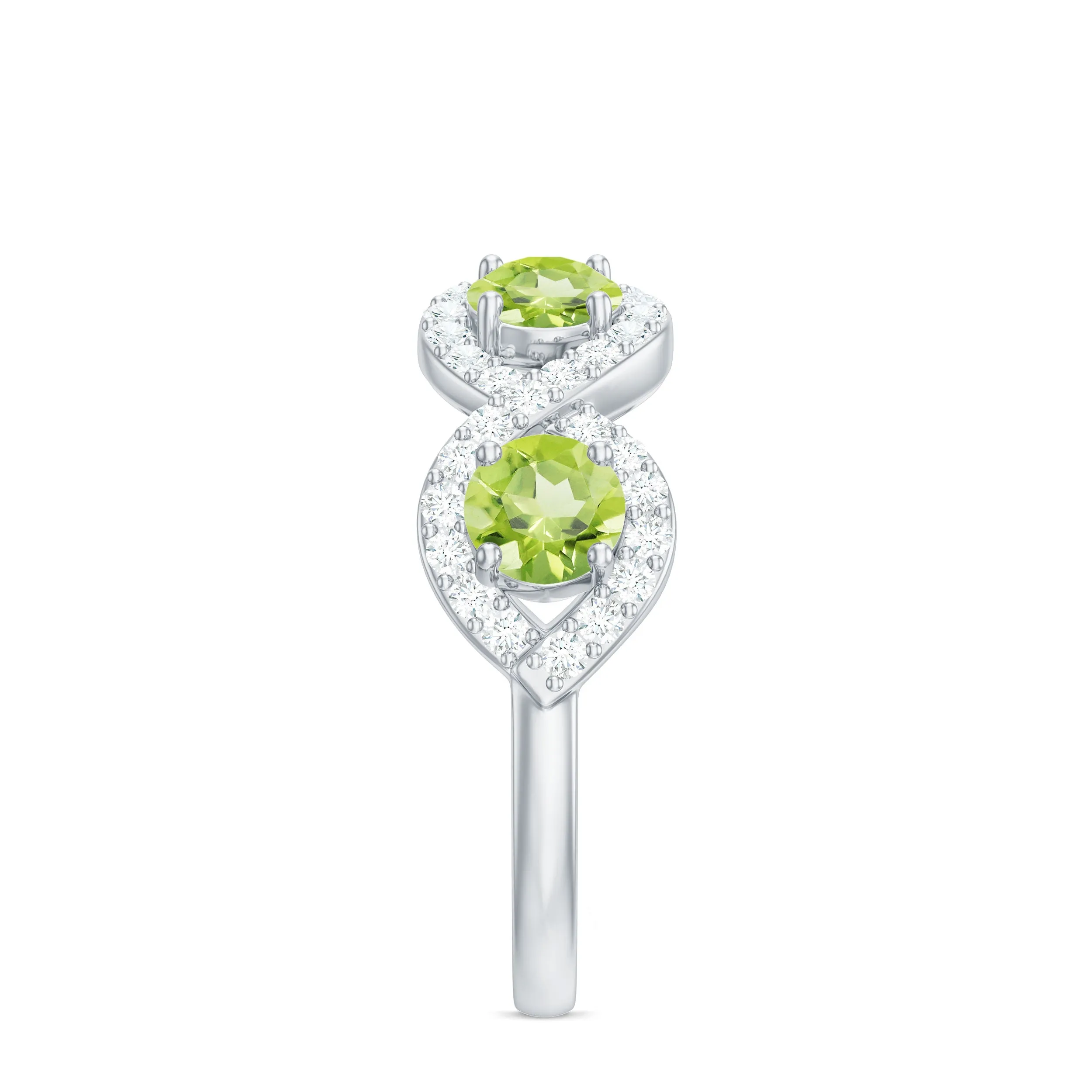 Natural Peridot Half Eternity Ring with Diamond