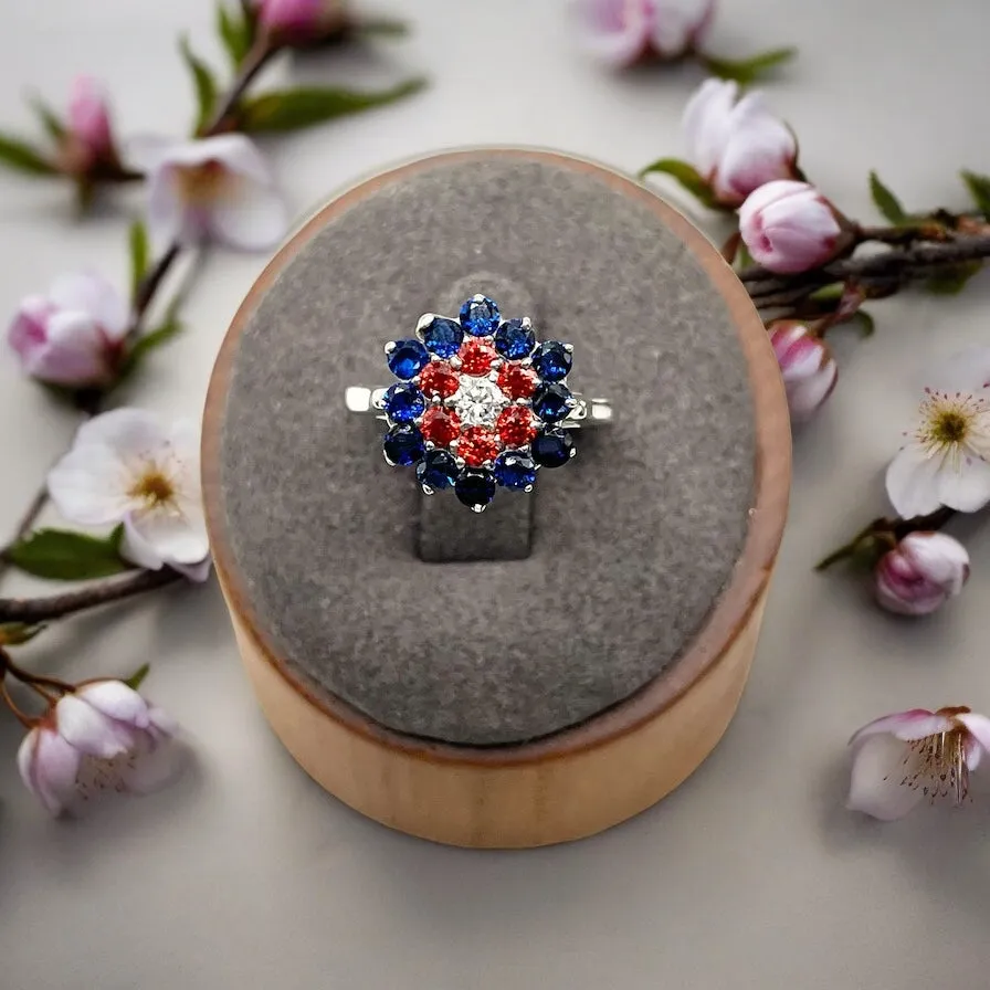 NATURAL RUBY AND SAPPHIRE RING AND EARRINGS